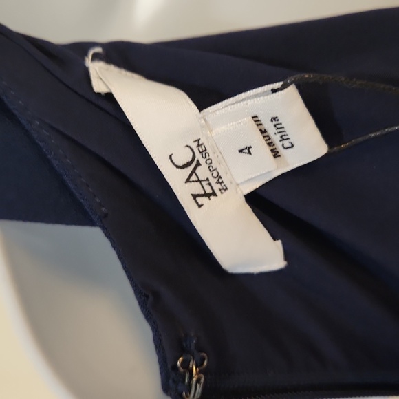 ZAC Zac Posen Janice Slit Ruffle Gown Navy - Picture 10 of 14